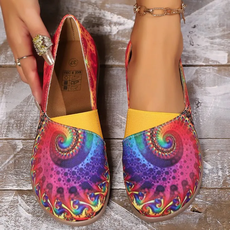 Bohemian Spiral Print Multicolor Slip-Ons, image 3