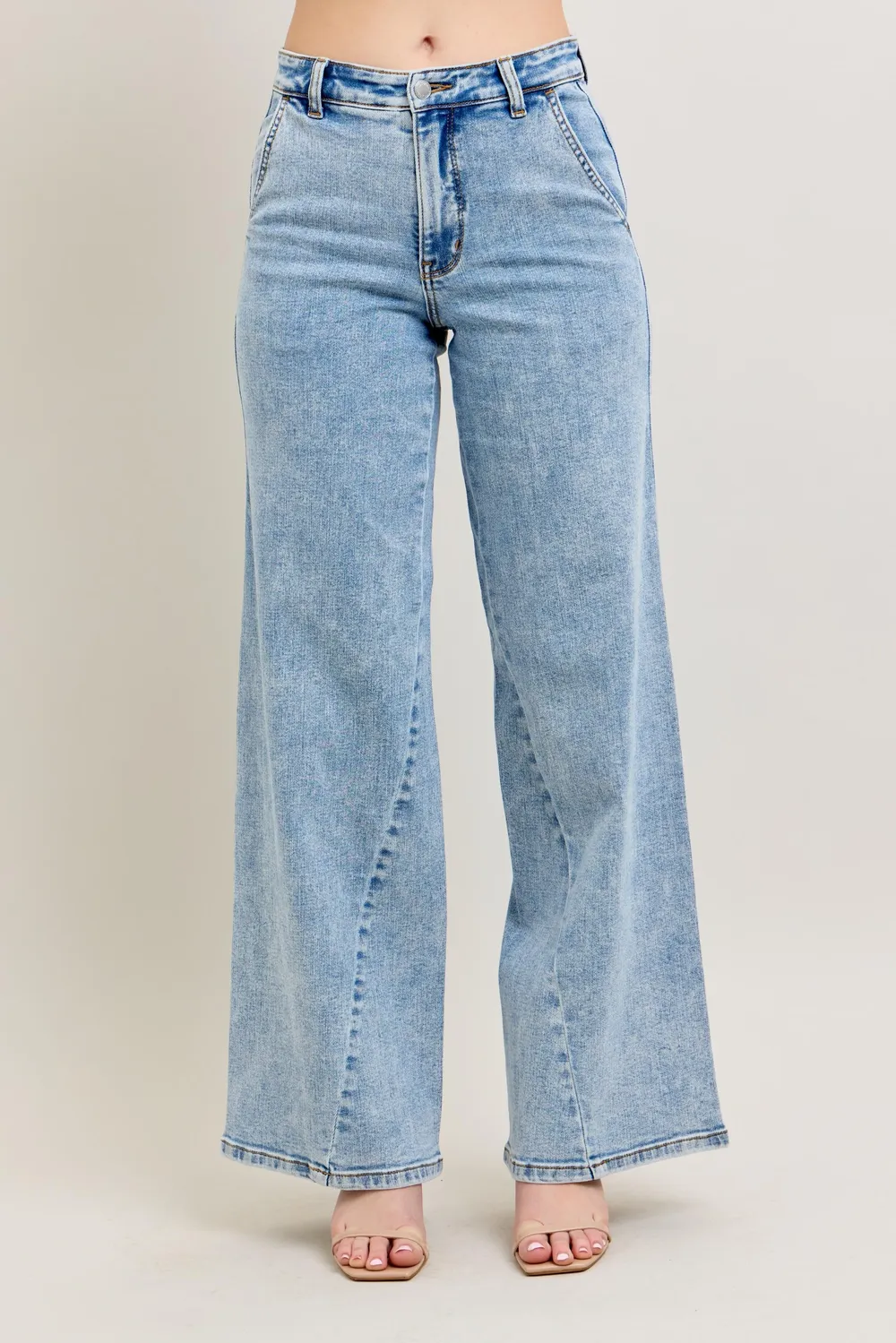 Full Size High Waist Wide Leg Jeans with Skewed Inseam Plus Size, image 8