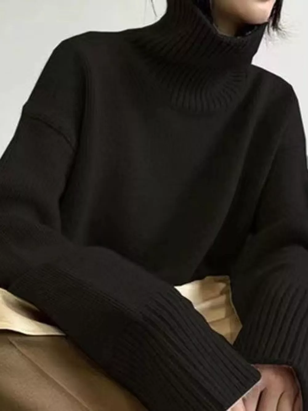 Turtleneck Dropped Shoulder Sweater, image 26