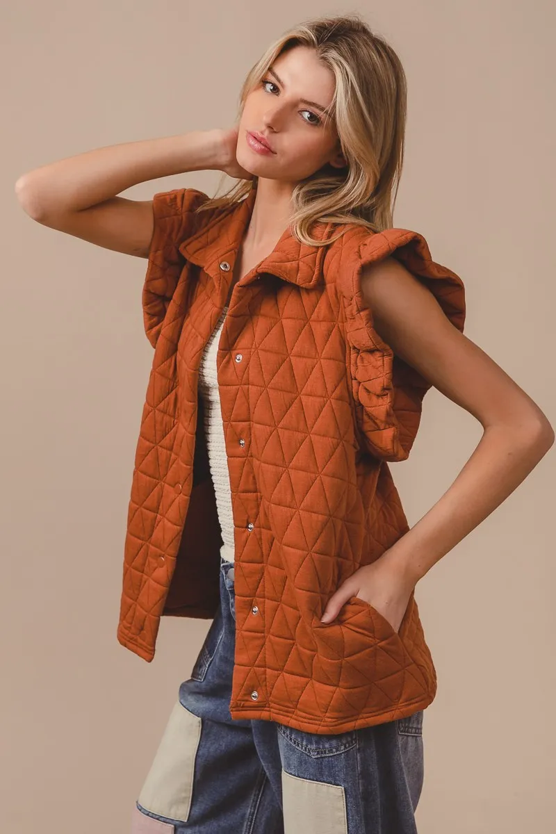 Quilting Knit Ruffle Sleeve Vest, image 8