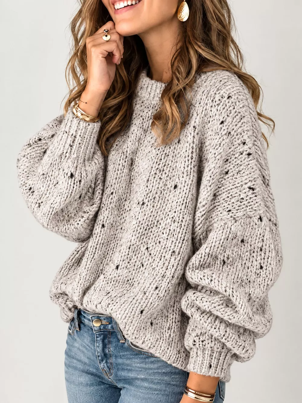 Chunky Knit Round Neck Sweater, image 16