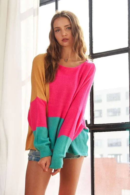Loose Fit Colorblock Sweater, image 4