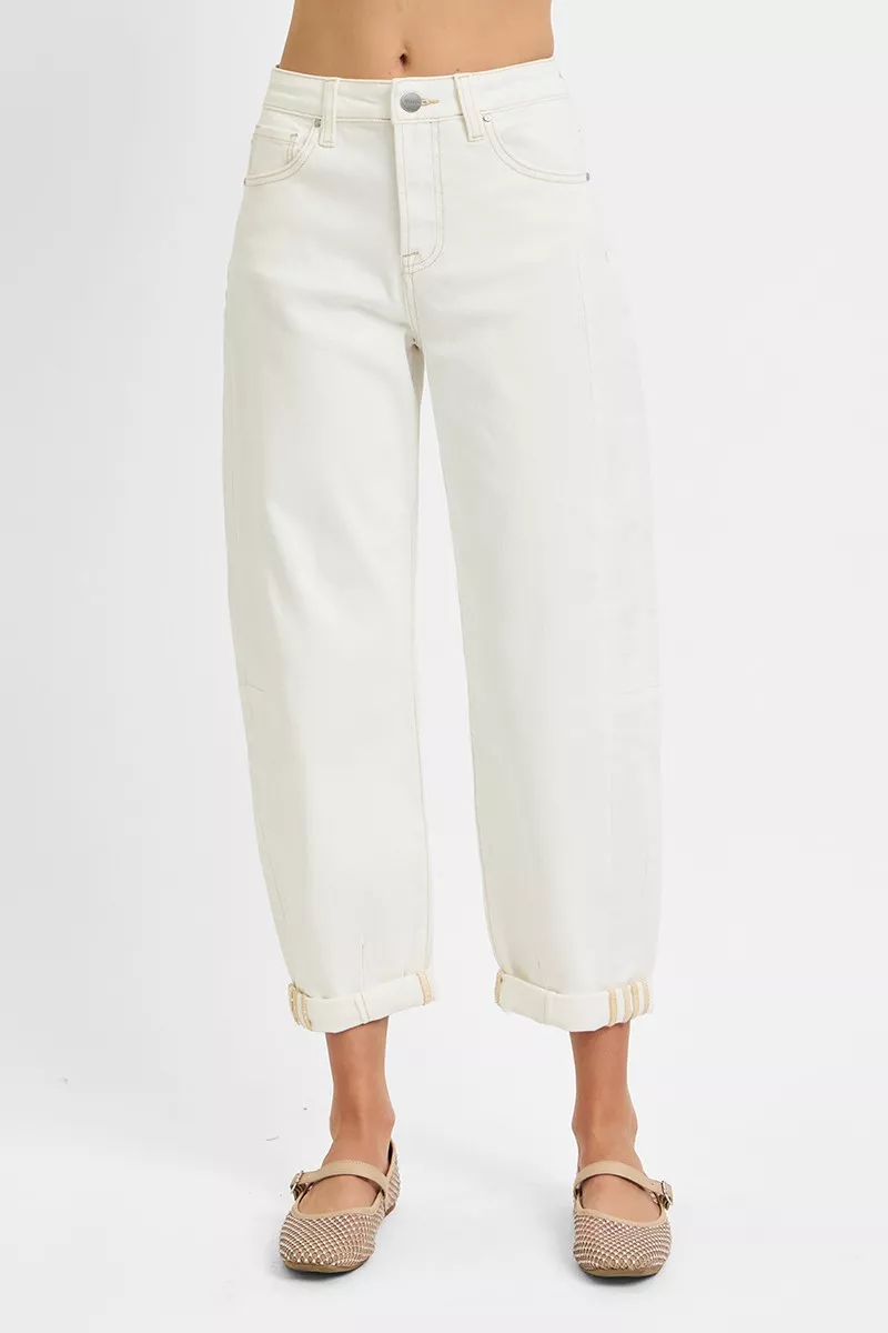 Full Size High Rise Barrel Cropped Jeans Plus Size, image 5