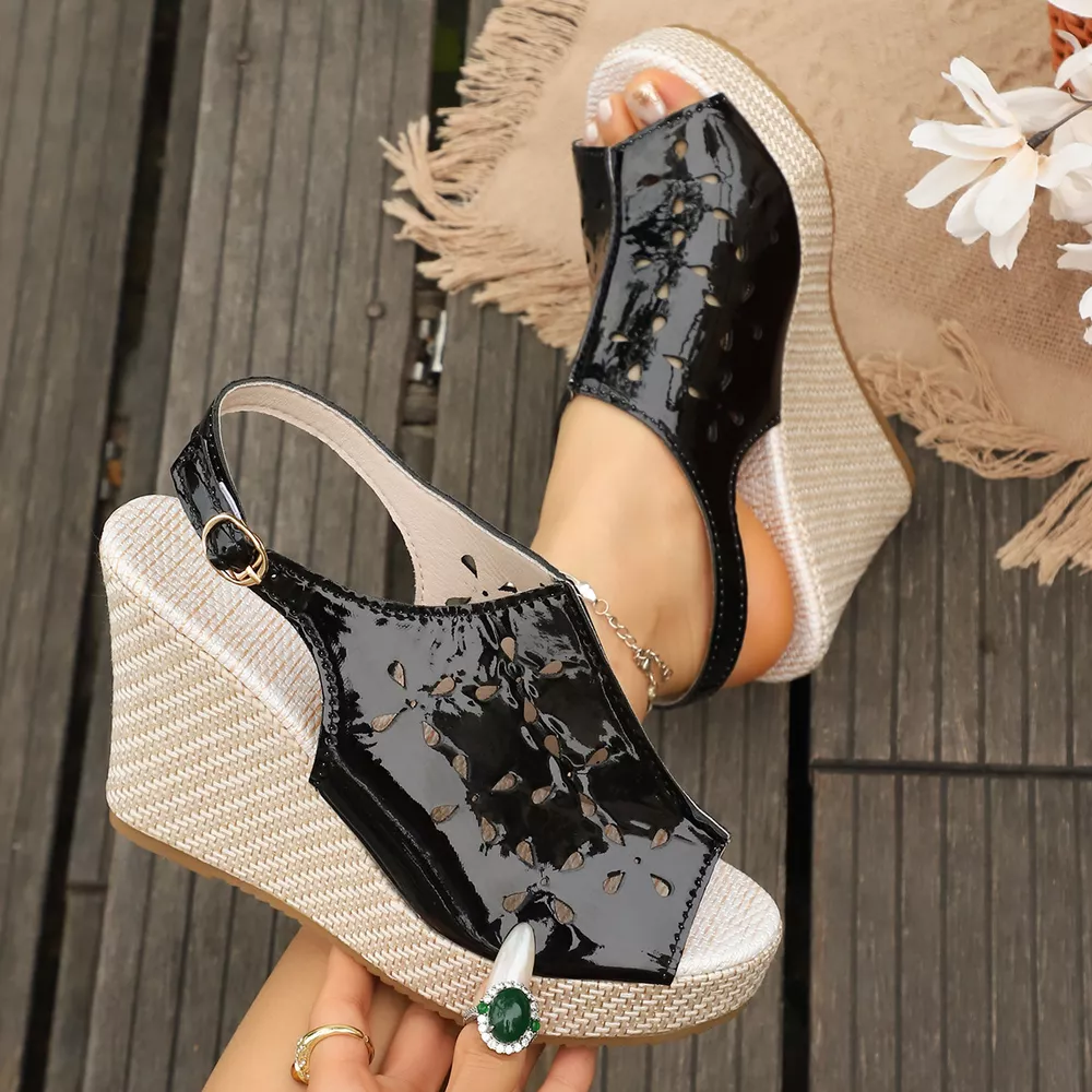 Peep Toe Wedge Sandals, image 4