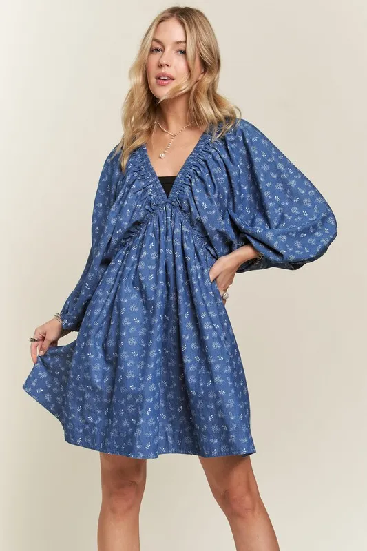 Batwing Sleeves Floral Dress, image 2