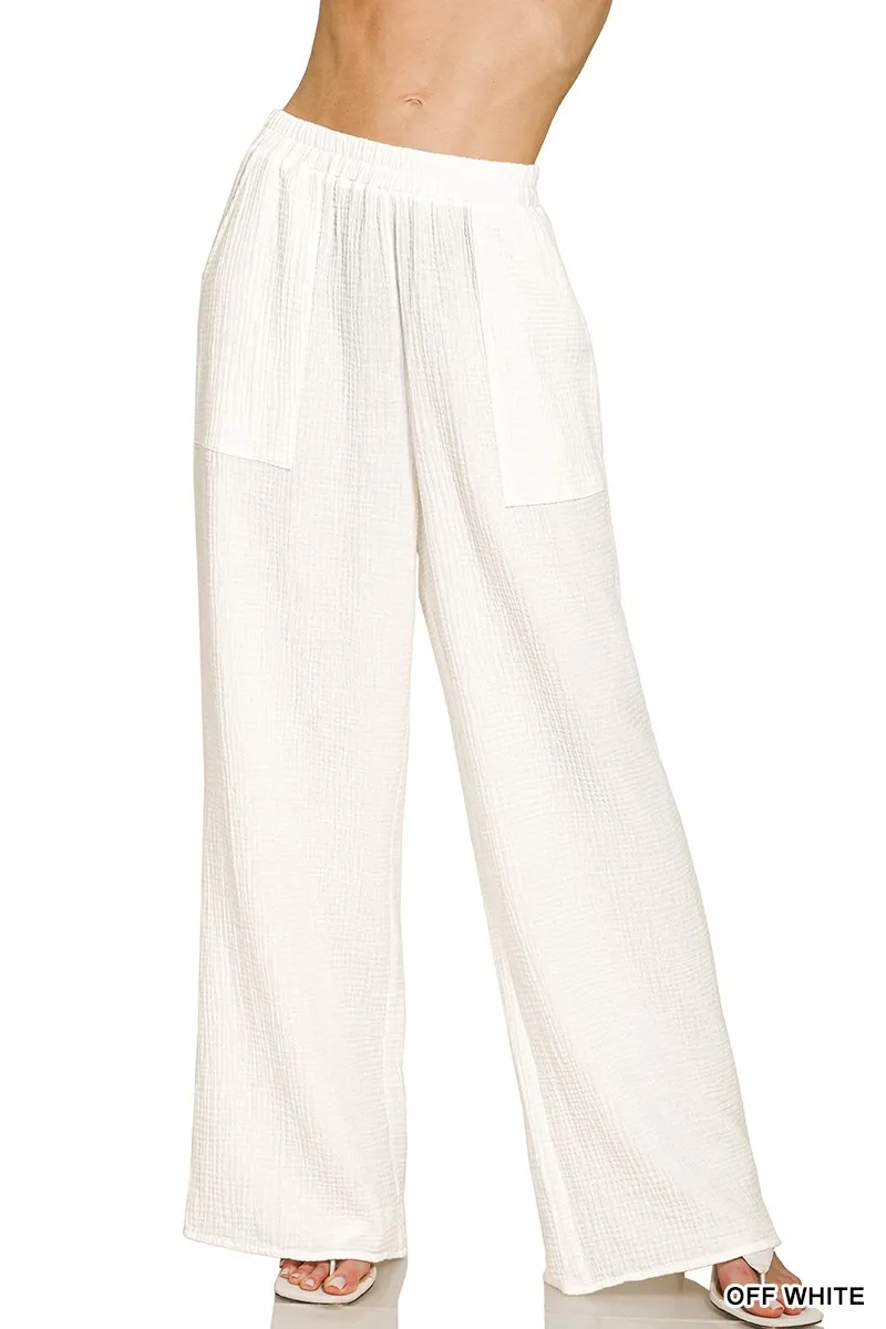Double Gauze Elastic Band Pants