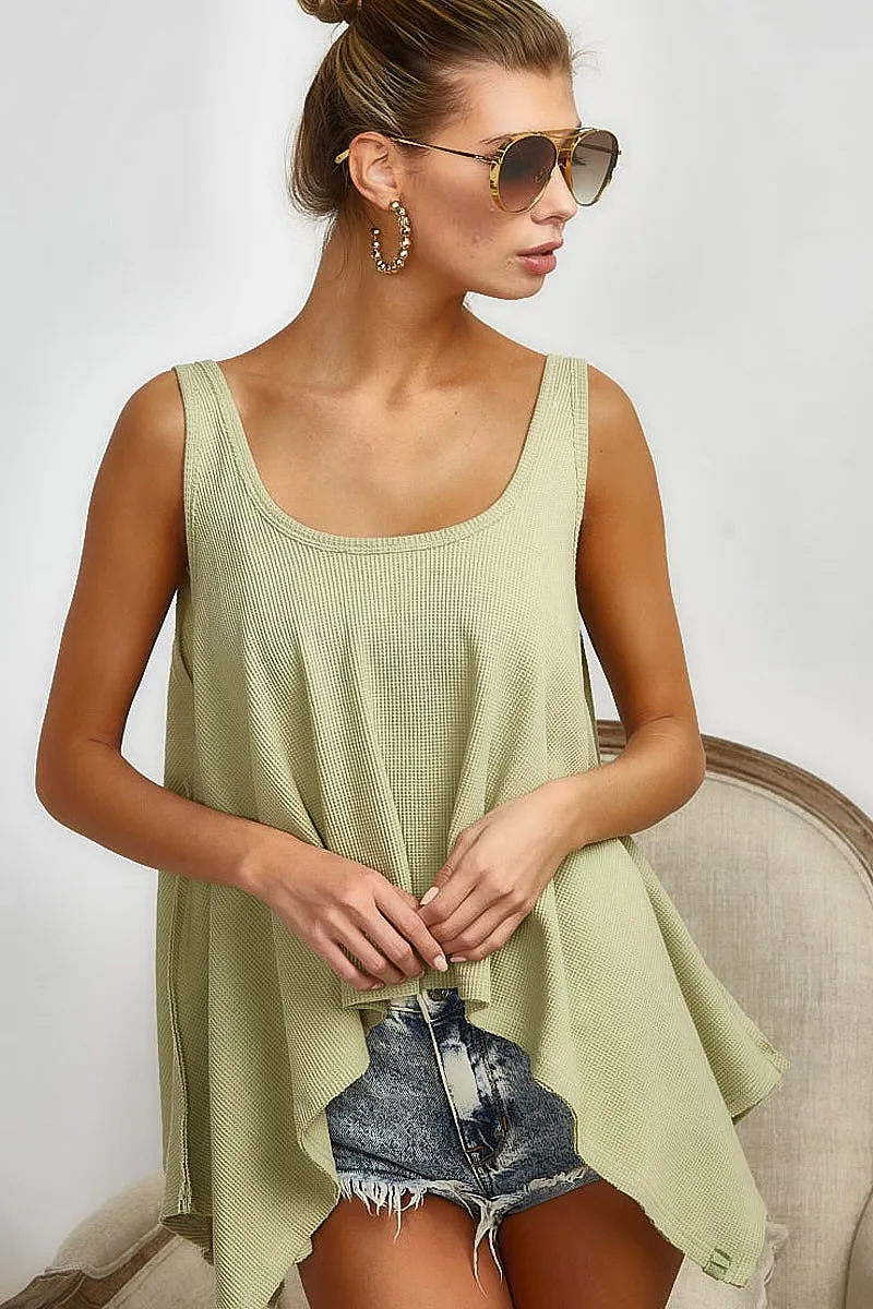 High and Low Flare Knit Tank Top, image 4