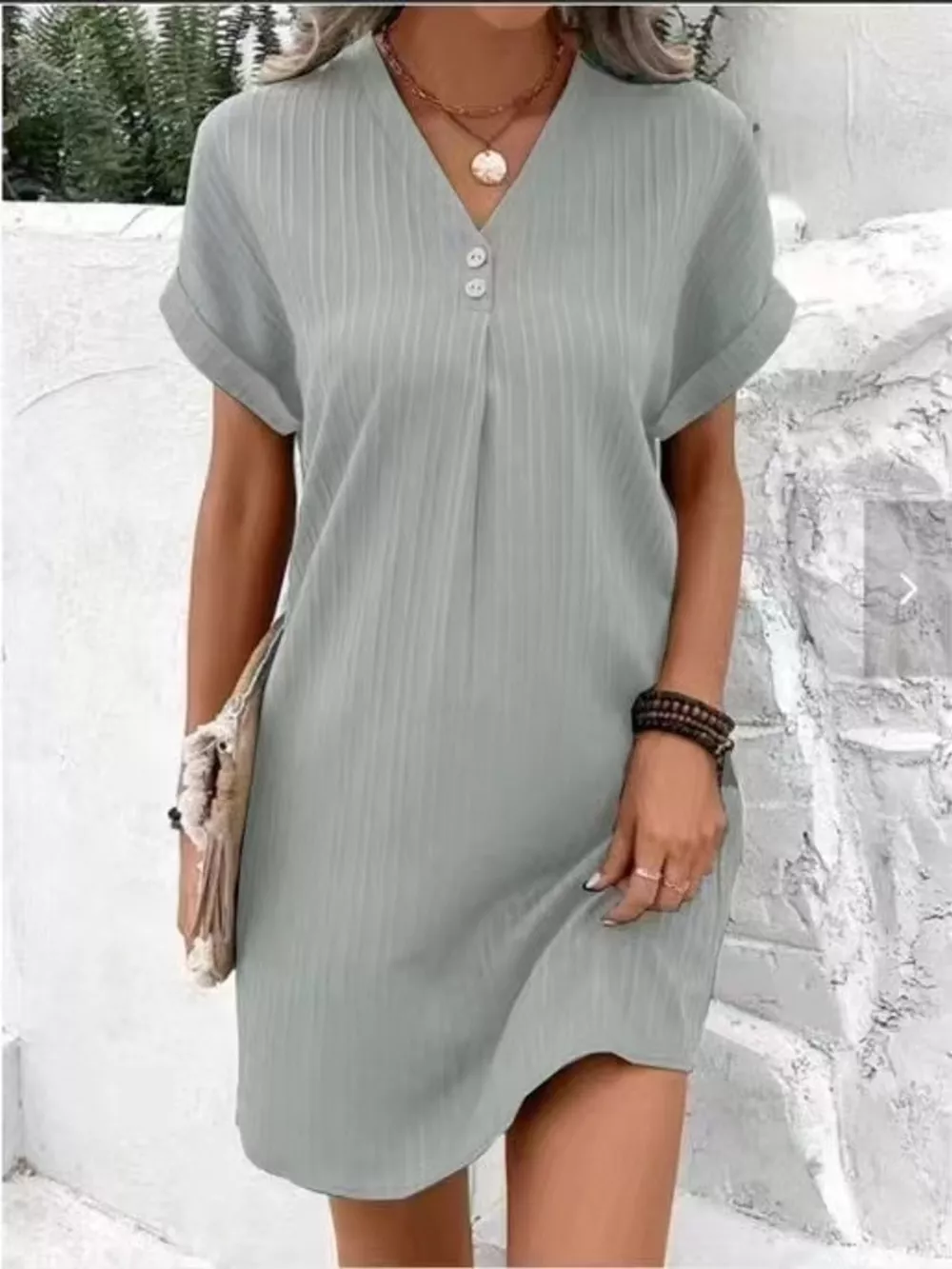 Full Size V-Neck Short Sleeve Midi Dress Plus Size, image 26