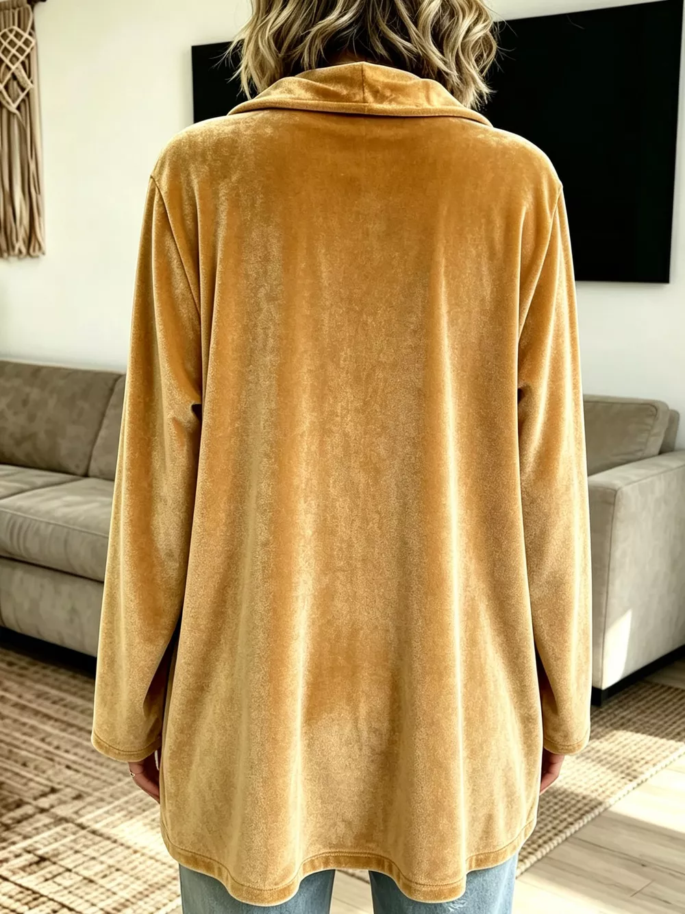 Full Size Velvet Open-Front Cardigan Plus Size, image 13