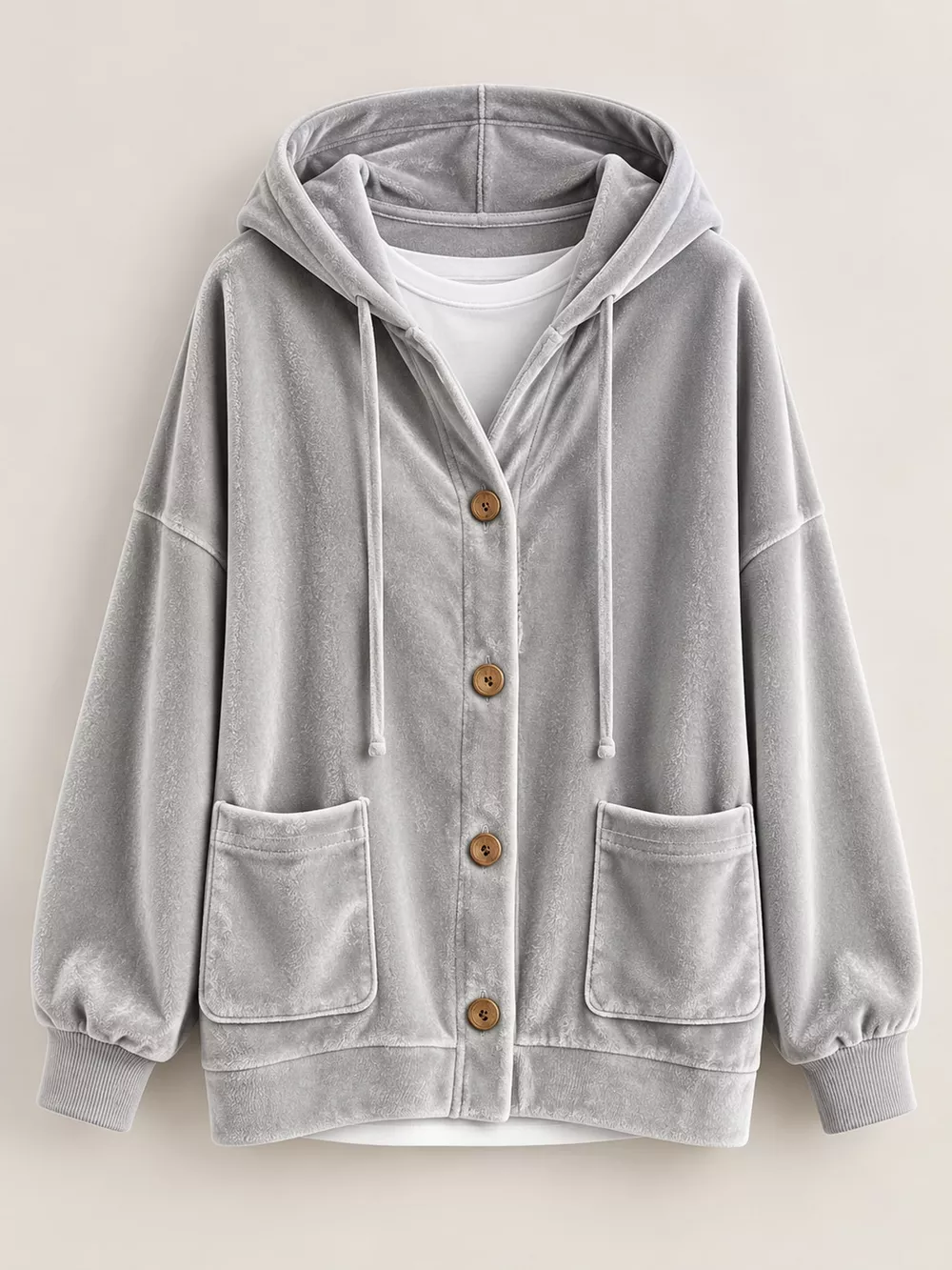 Full Size Velvet Dropped Shoulder Hoodie Plus Size, image 47