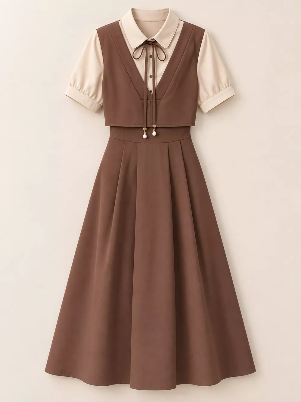 Contrast Short Sleeve Pleated Midi Dress, image 13