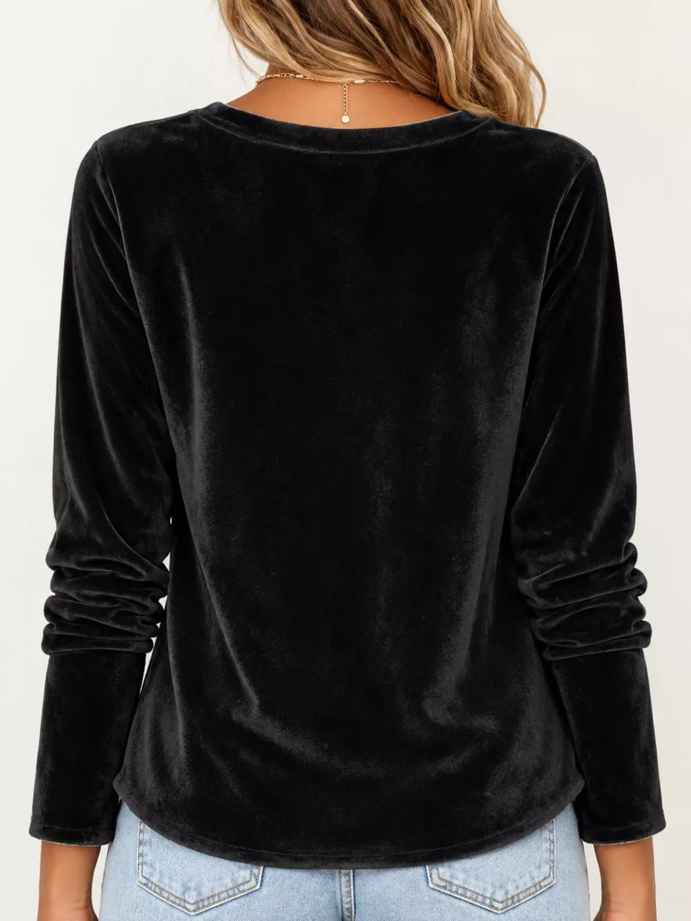Full Size Velvet Cowl Neck Long Sleeve T-Shirt Plus Size, image 19