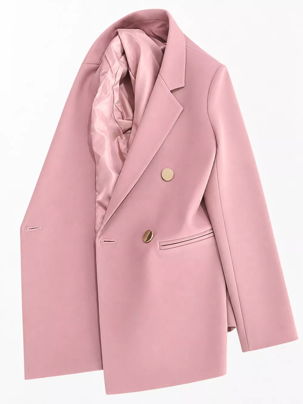 Full Size Minimalist Double-Breasted White Blazer Plus Size, image 19