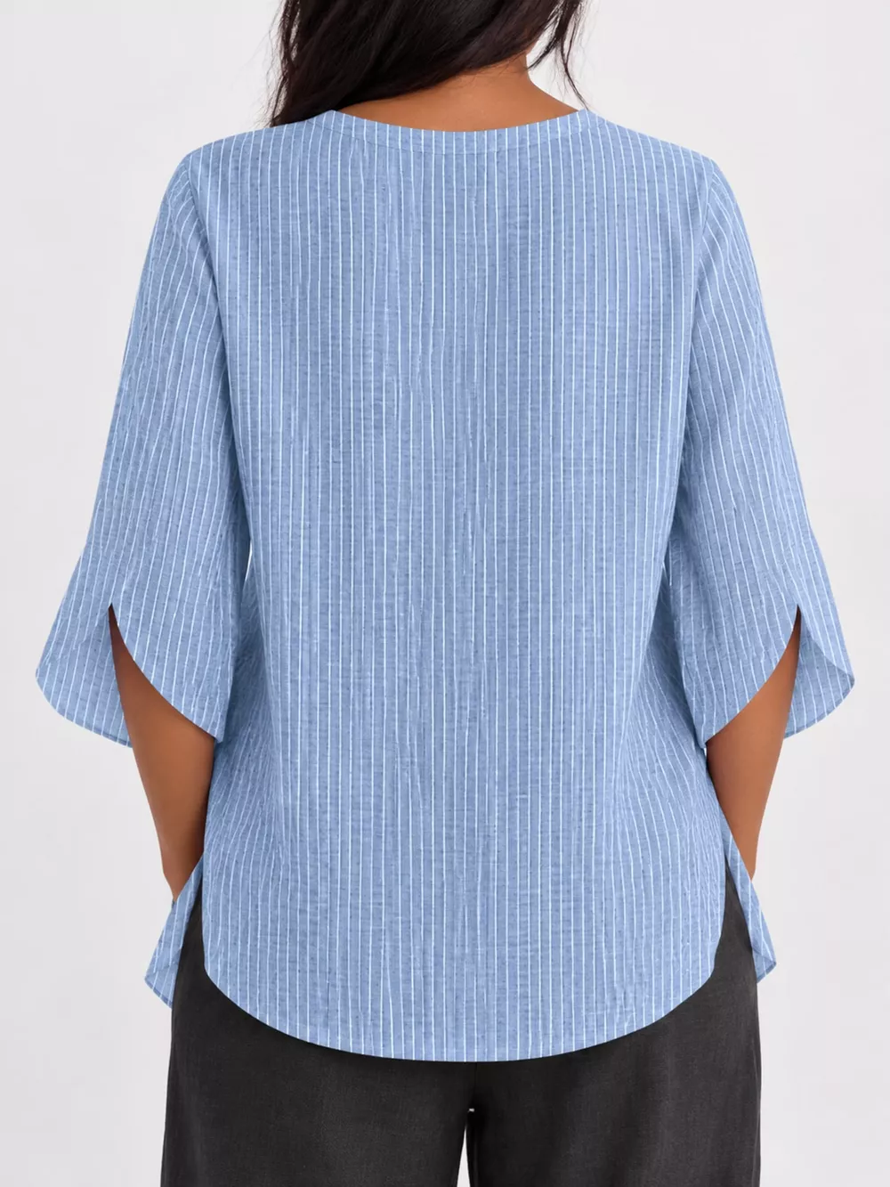 Full Size Casual Striped Loose-Fit Blouse Plus Size, image 9