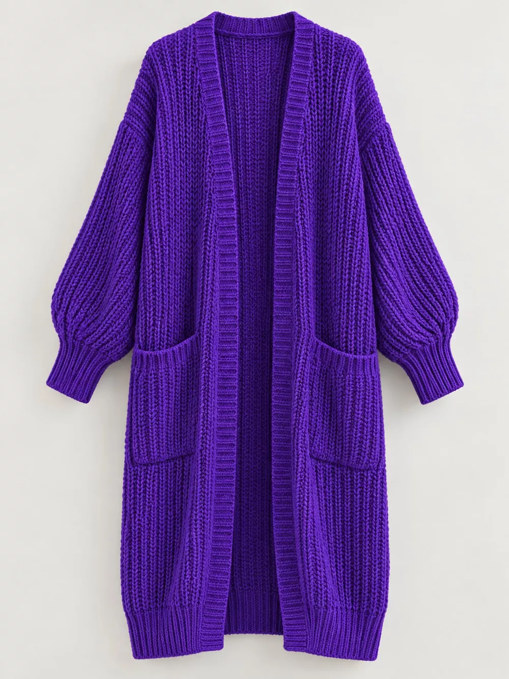 Full Size Chunky Knit Openwork Front Longline Cardigan Plus Size, image 39