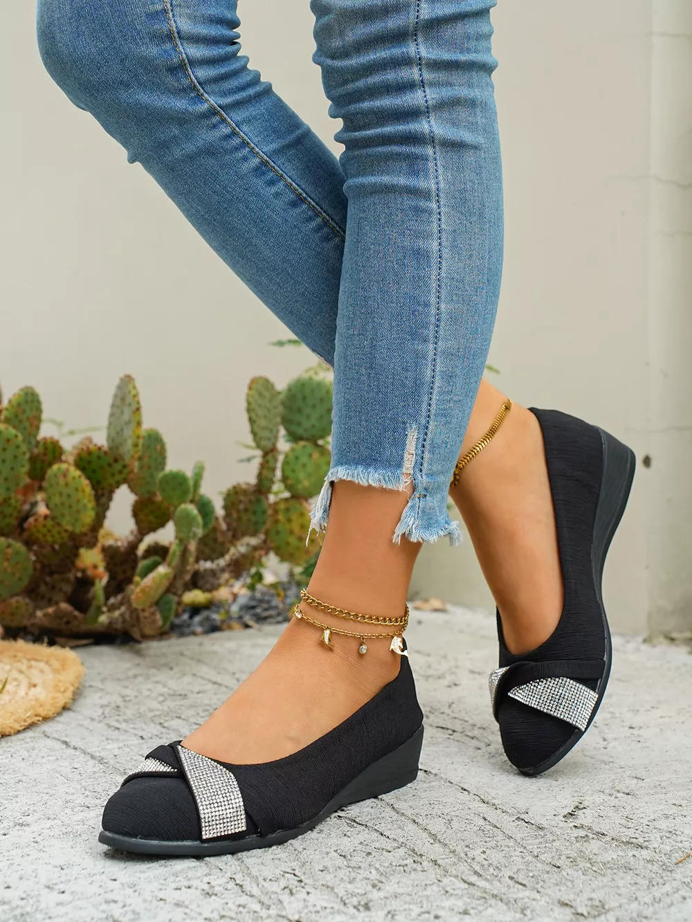 Rhinestone Embellished Wedge Slip-Ons, image 12