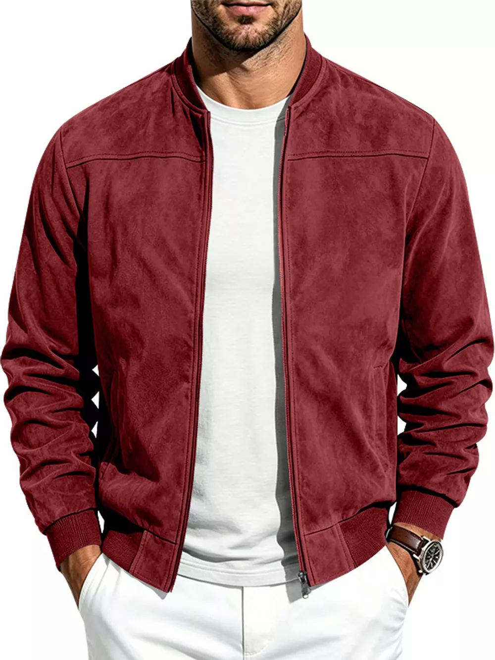 Men's Full Size Zip Up Long Sleeve Jacket Plus Size, image 25