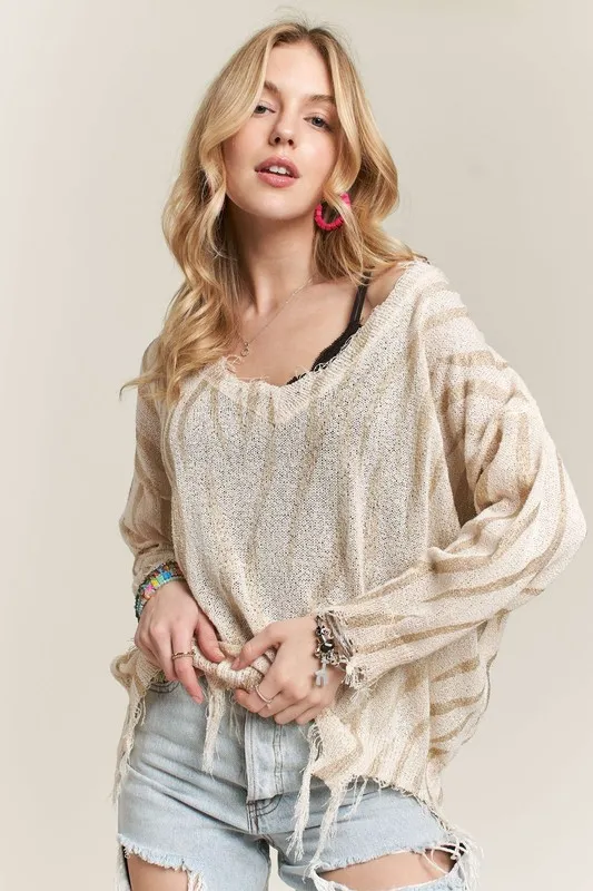 Frayed Zebra Knit Top, image 6