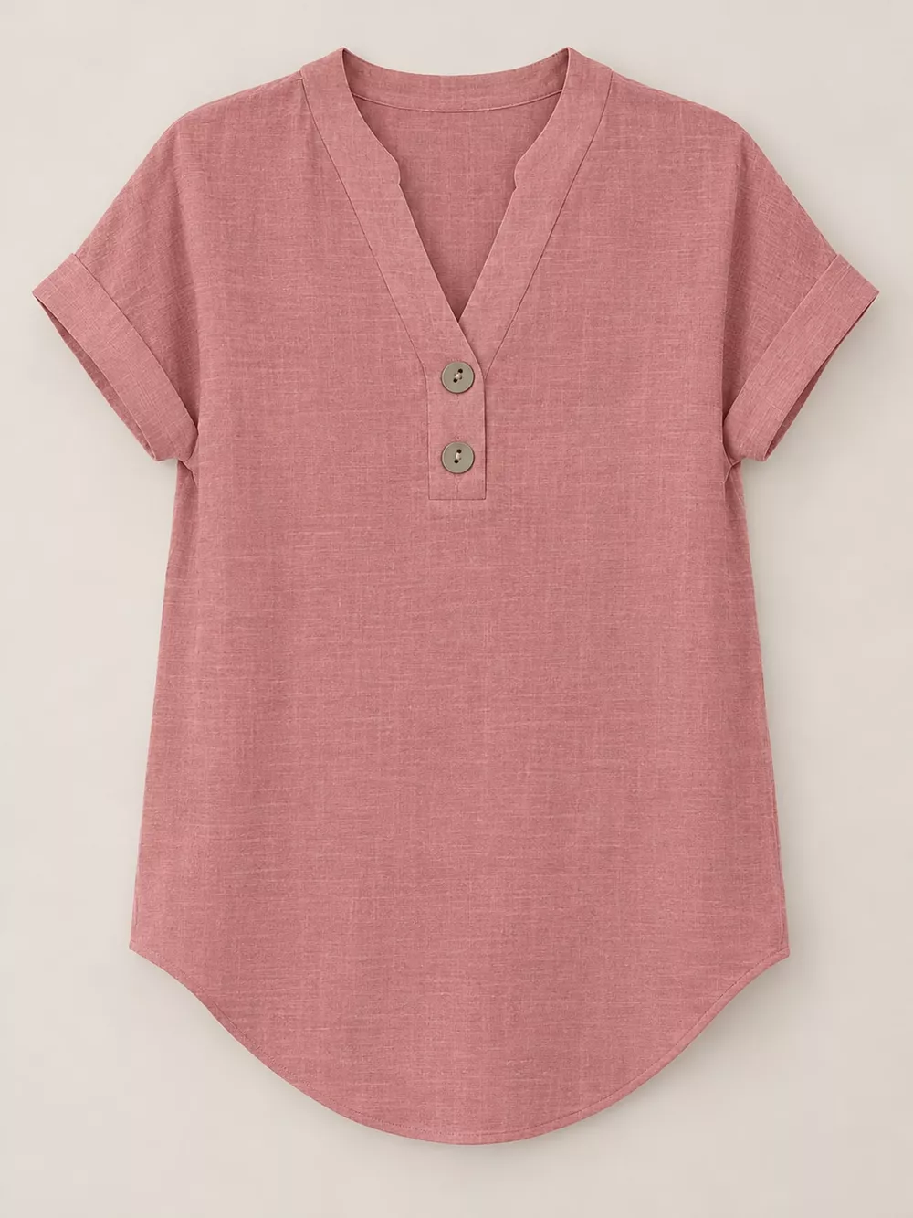 Full Size Button Detail Short Sleeve Blouse Plus Size, image 39