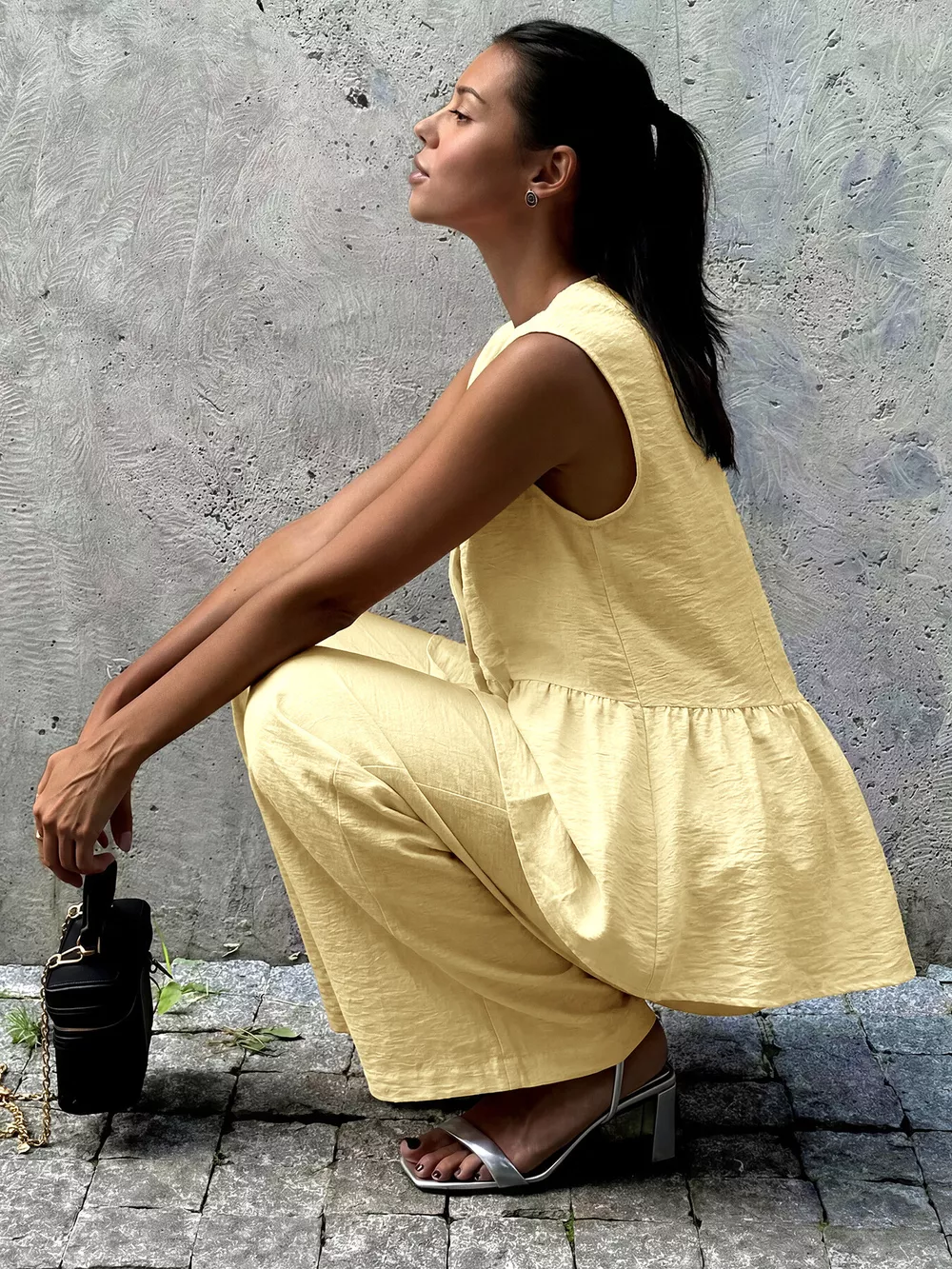 One Button Sleeveless Top and Pants Set, image 5