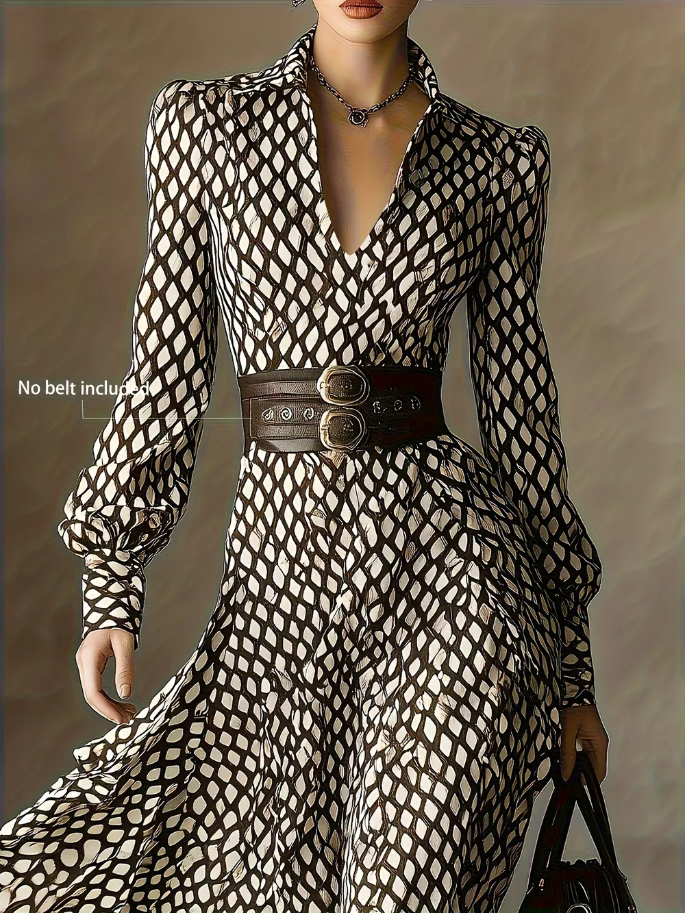 Printed Long Sleeve Midi Dress, image 3