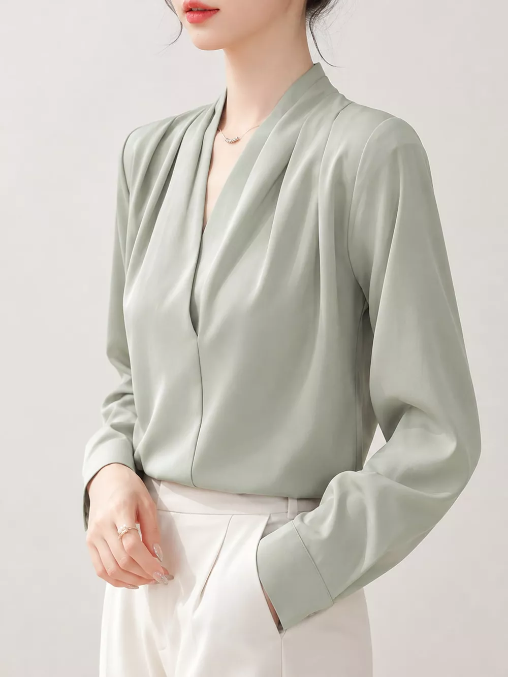 Long Sleeve Satin Blouse, image 10