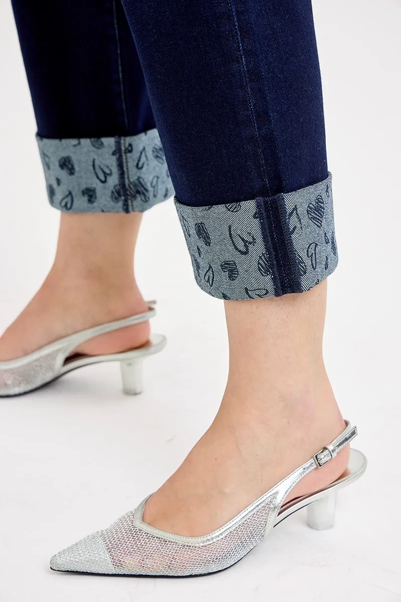 Full Size Mid Rise Fit Crop Wide With Printed Cuff Jeans Plus Size, image 7