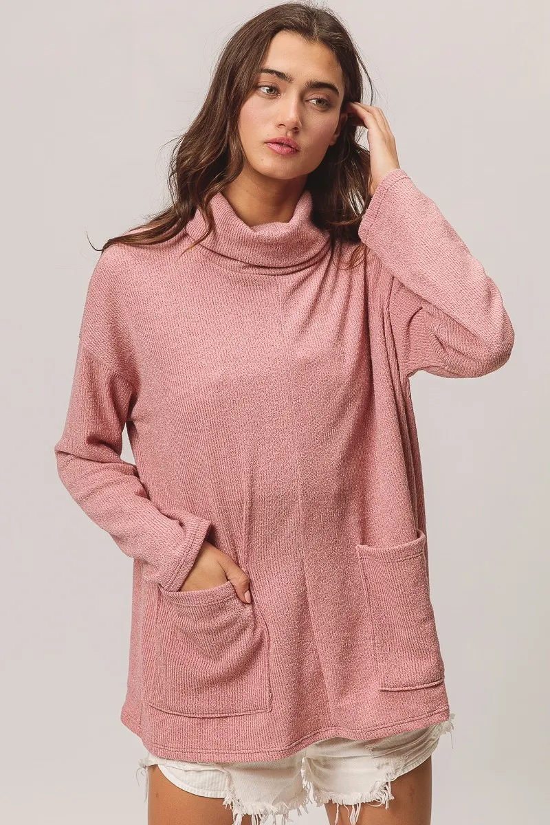 Piper Rib Double Pocket Turtle Neck Sweater, image 2