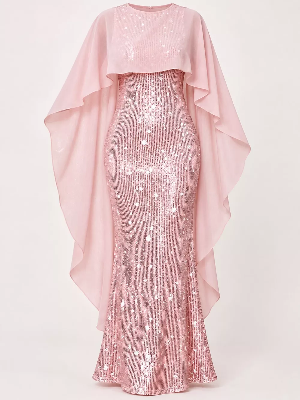Sequin Cape Overlay Evening Dress, image 8