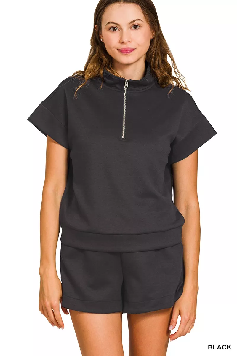 Scuba High Neck Half Zip Top and Dolphin Shorts Set