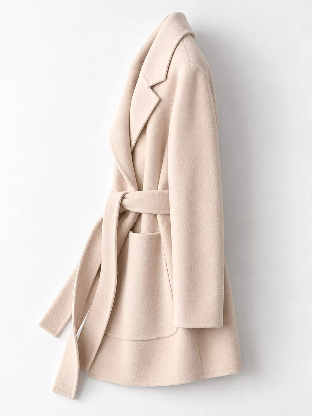 Double-Sided Wool Coat with Belted, image 9