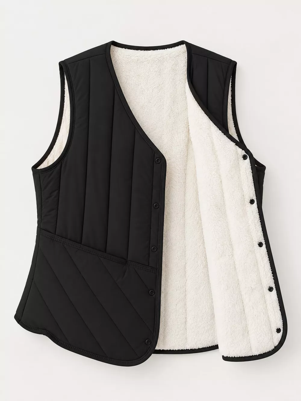 Full Size Quilted Button Up Vest Coat Plus Size, image 5