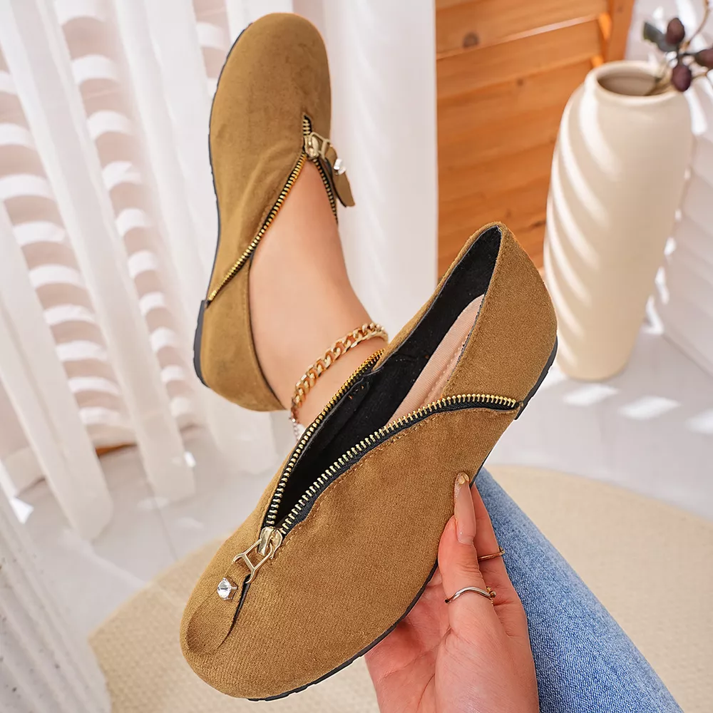 Chic Zipper Detail Flats Slip‑Ons, image 10