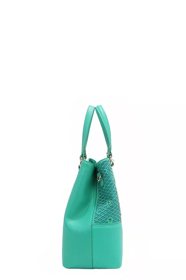Monogram Pattern Handbag with Rhinestones Decor, image 9