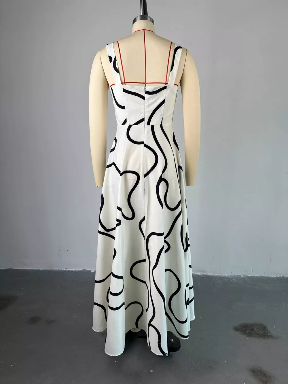 Abstract Print Square Neck Midi Dress, image 5