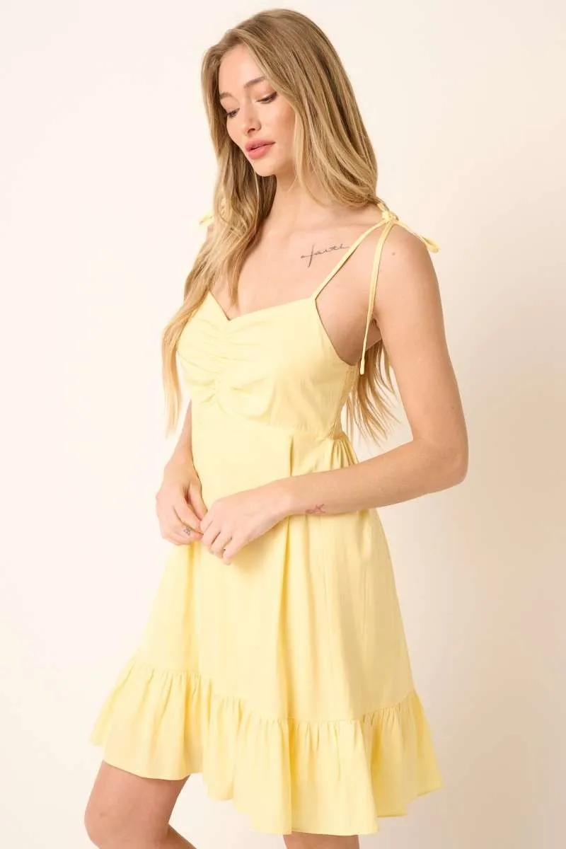 Ruched Detail Spaghetti Tie Mini Dress, image 3