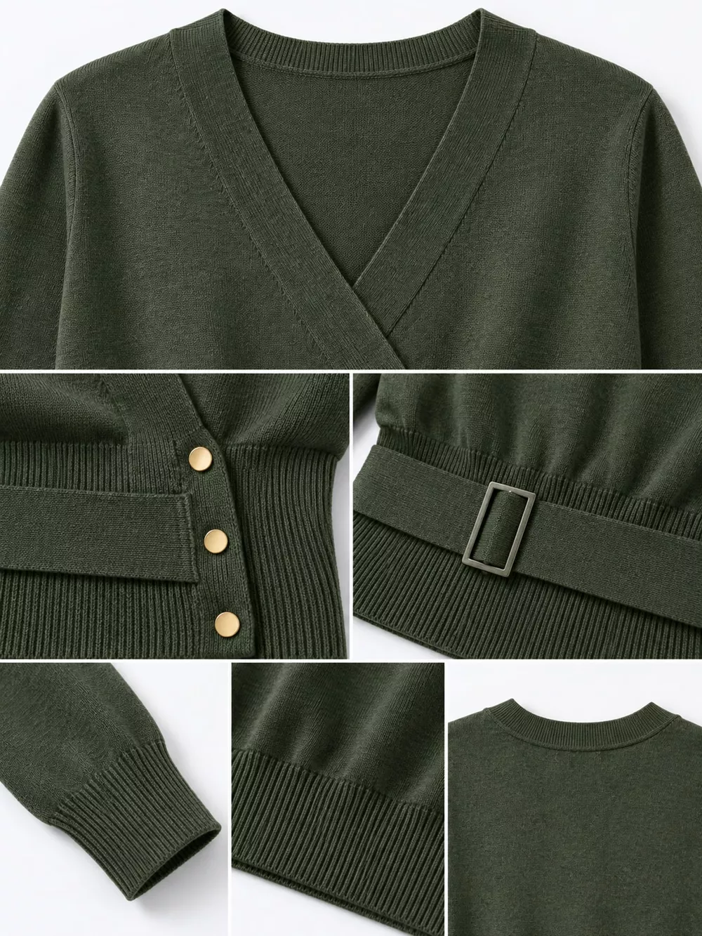 Surplice Elastic Waist Long Sleeve Knit Top, image 34