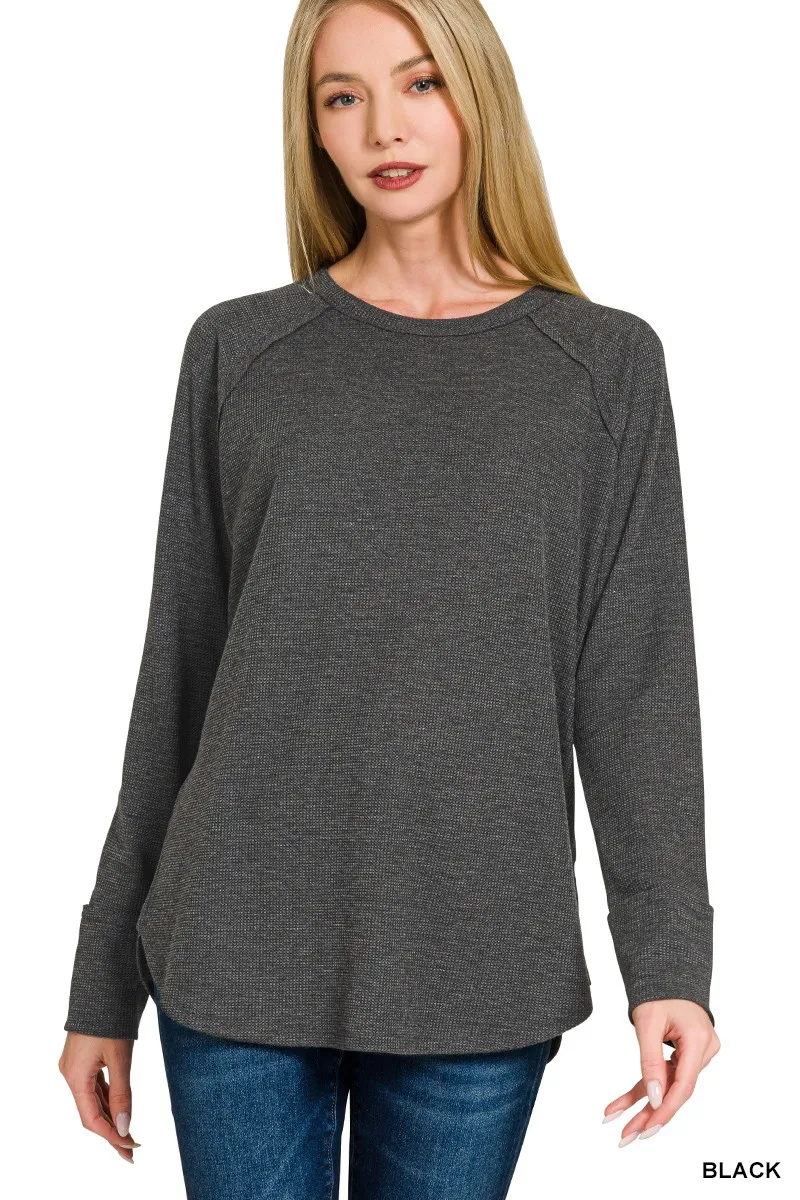 Zenana Baby Waffle Long Sleeve Top, image 2