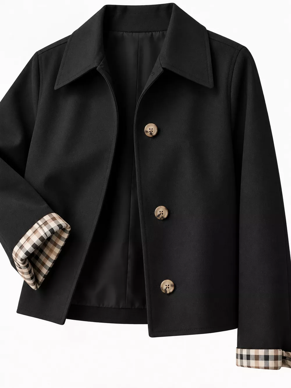 Plaid Cuffs Cropped Trench Outerwear, image 10