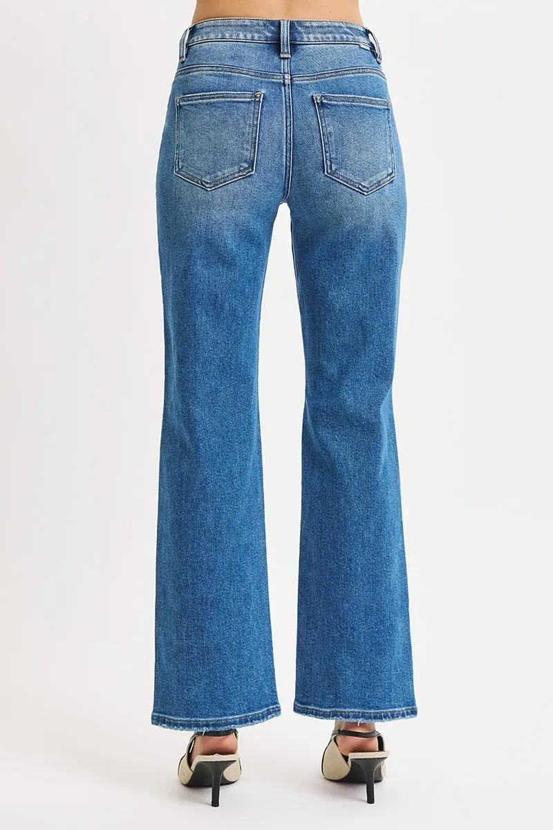 Full Size High Rise Ankle Straight Front Body Distressed Jeans Plus Size, image 4