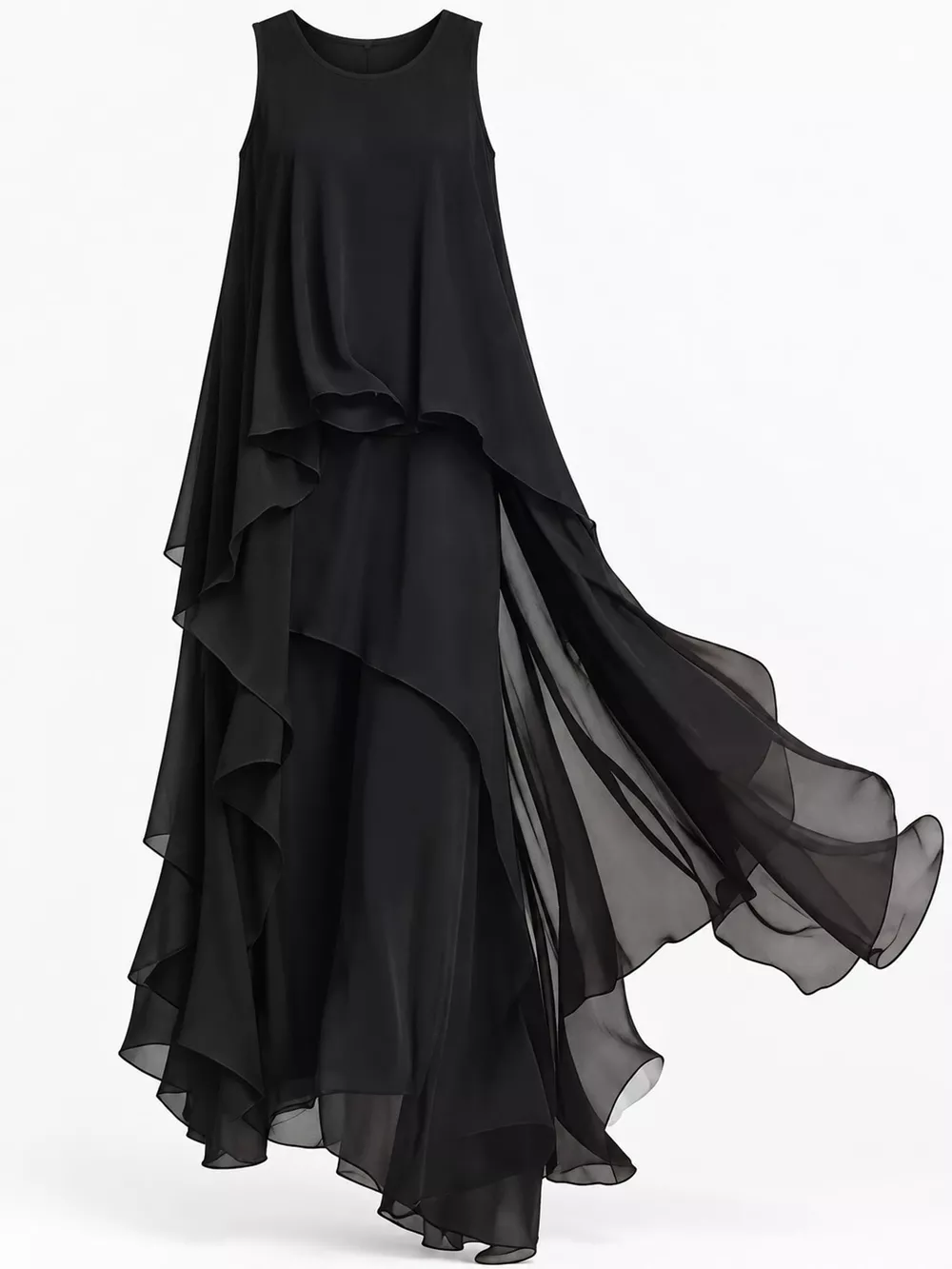 Ruffled Round Neck Sleeveless Maxi Dress, image 7