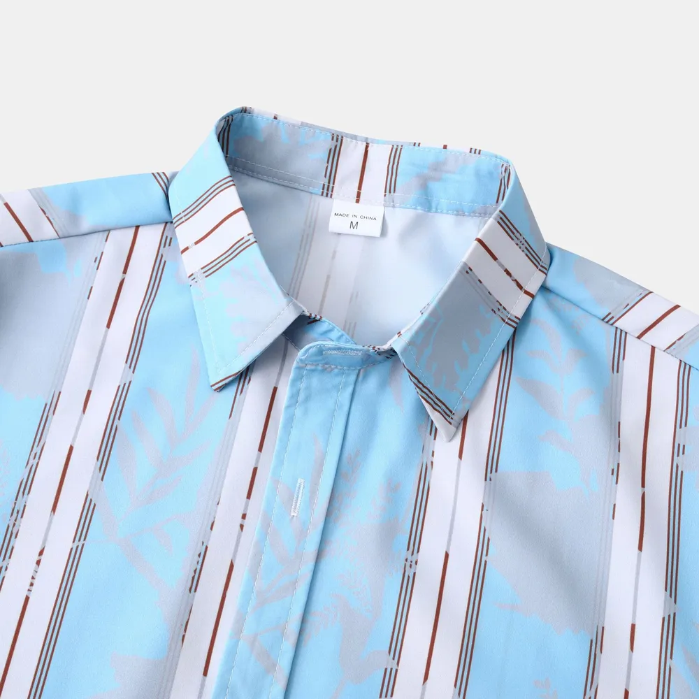 Men's Plus Size Casual Striped Short Sleeve Button-Up Shirt, image 3