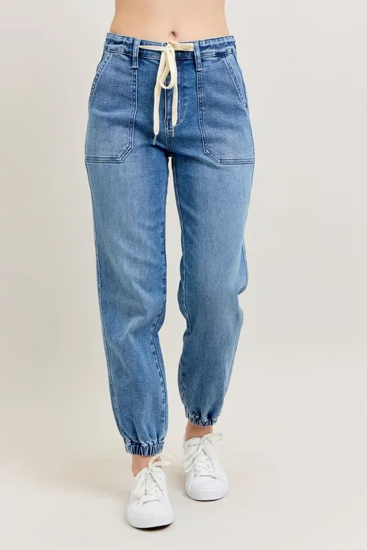 Full Size High Waist Denim Jogger Plus Size, image 12