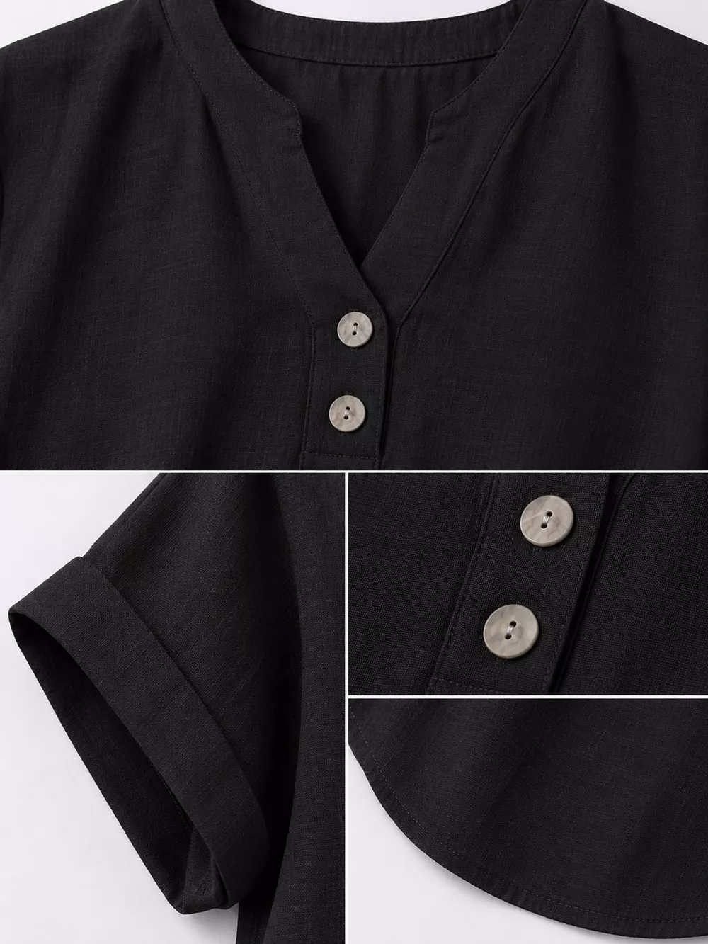 Full Size Button Detail Short Sleeve Blouse Plus Size, image 5