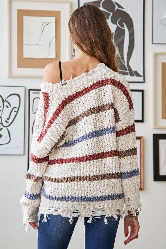 Frayed Edge Stripe Sweater, image 4