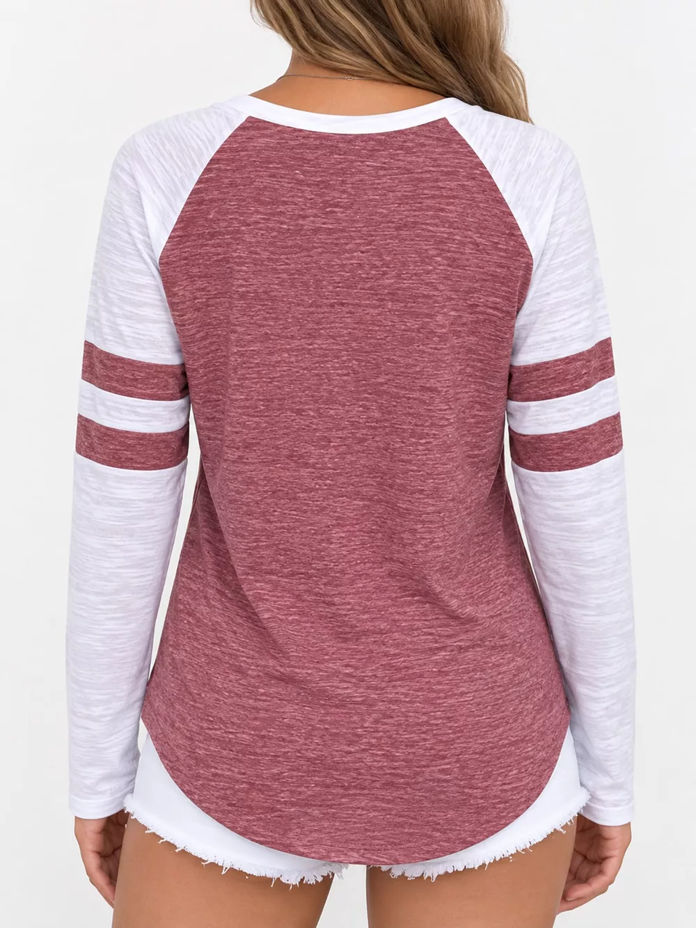 Full Size Color-Block Raglan Sleeve Striped T-Shirt Plus Size, image 3