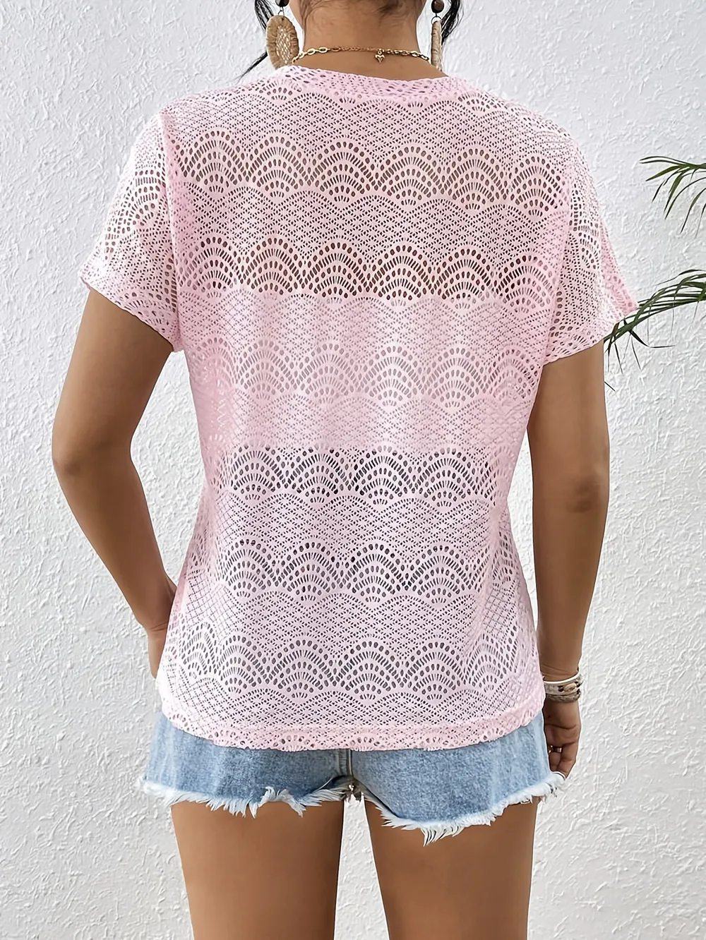 Crochet Lace V-Neck Summer Top, image 6
