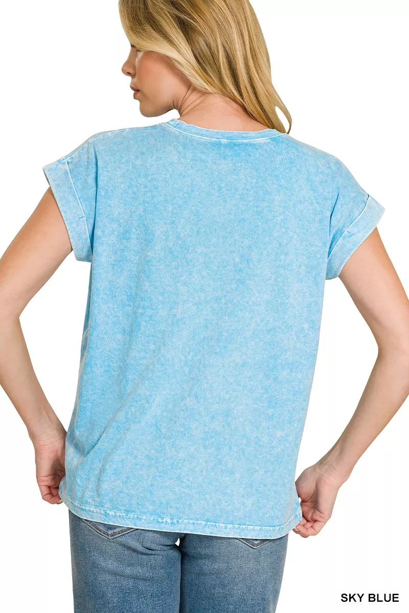 Halo Snow Washed Cuffed Short Sleeve Tee, image 3