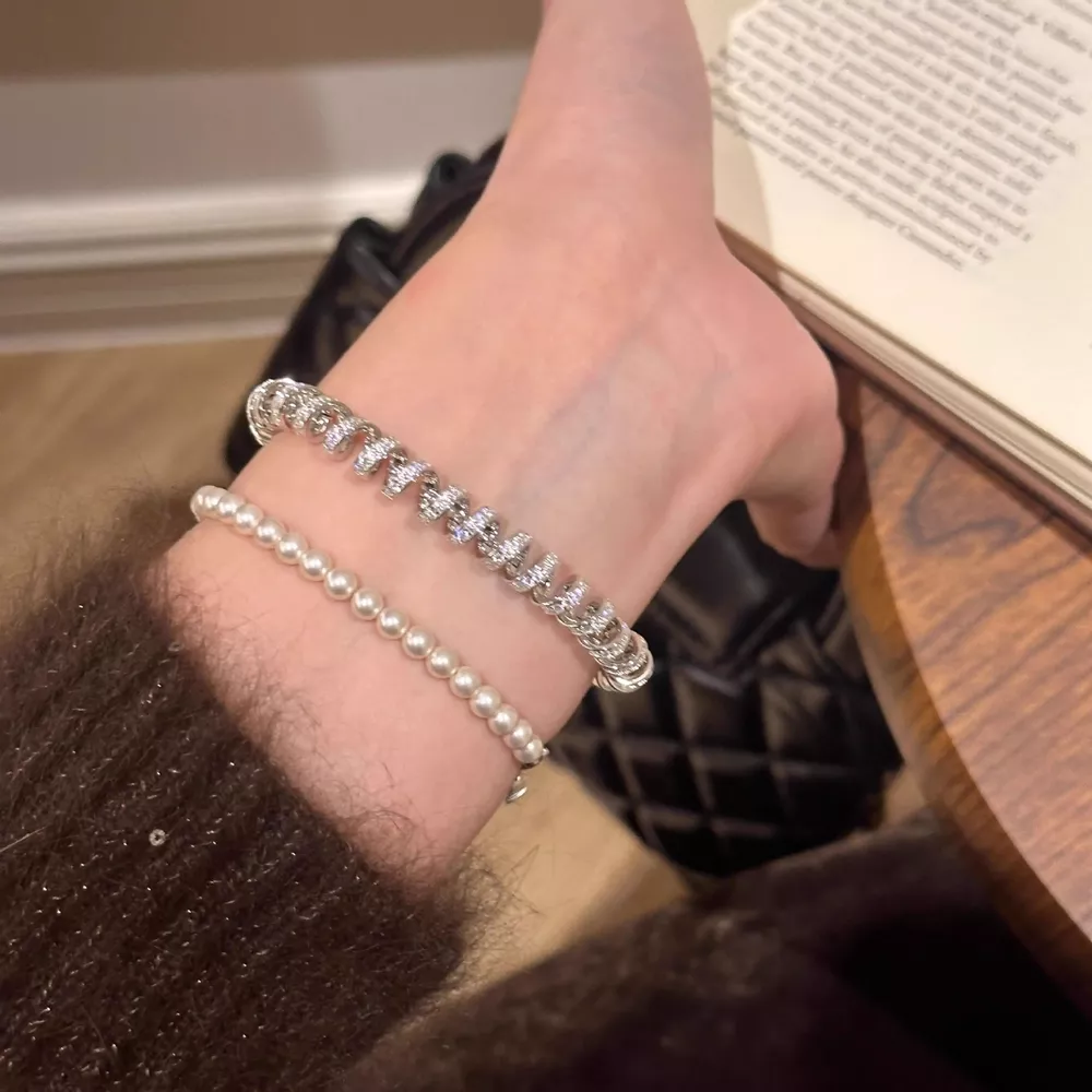 Alloy Zircon Silver-Plated Coil Bracelet, image 3