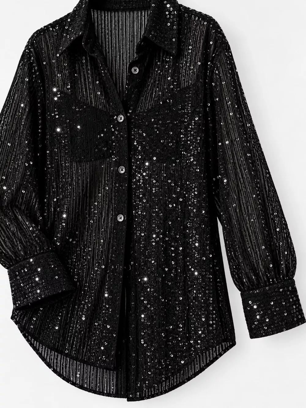 Full Size Sequin Button-Down Shirt Plus Size, image 20